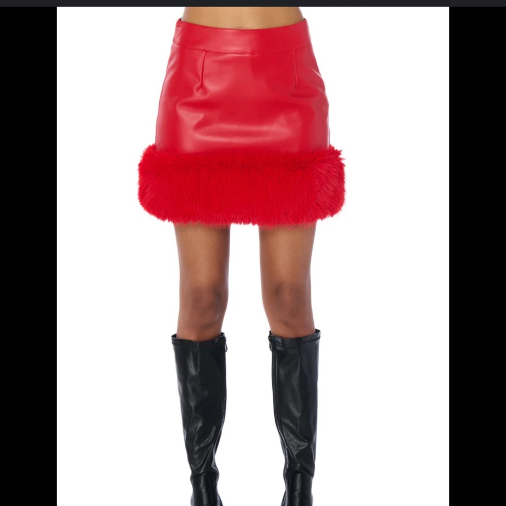 LUNA MINI SKIRT WITH FUR TRIM - 1X